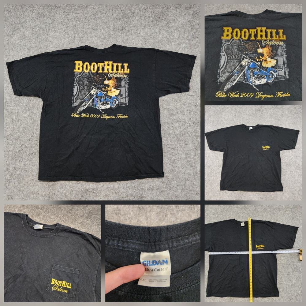 VTG Y2K 2000s Boot Hill Saloon Bike Week Mens 2XL Motorcycle Graphic T Shirt